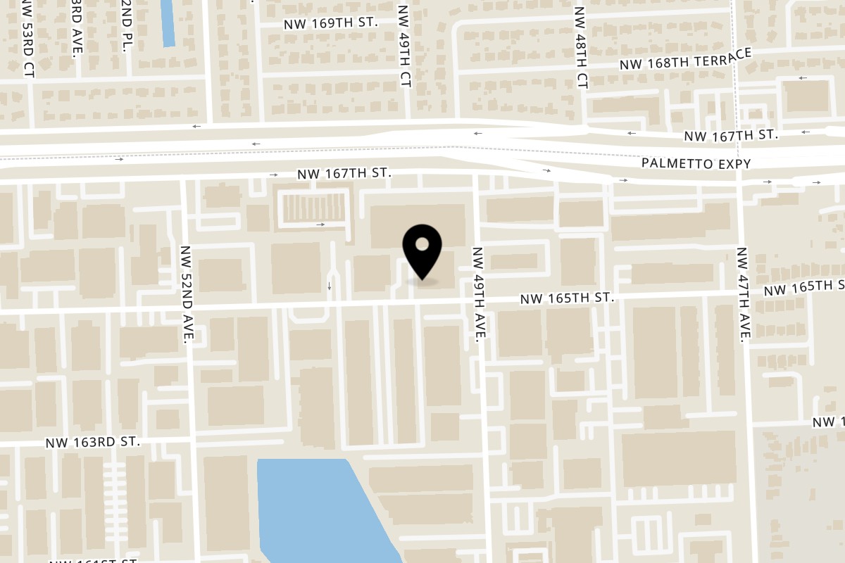 Map showing the location of Munchies Cafe Hialeah on 16504 NW 49th Ave in Hialeah